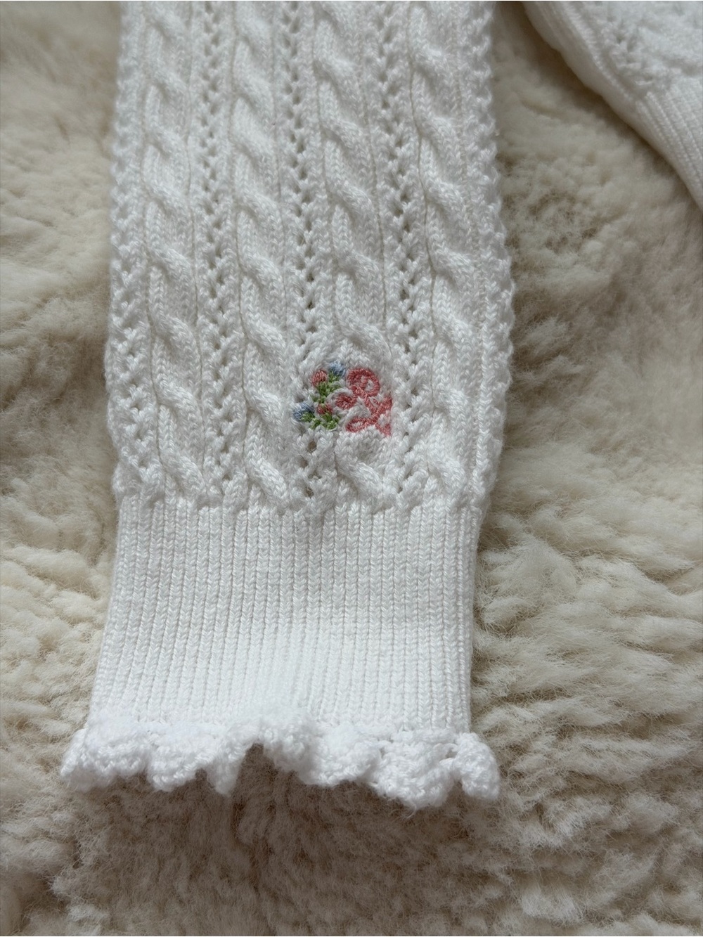 Polo Ralph Lauren Soft White Cable-Knit Cropped Cardigan - 3 - Picture 4 of 9